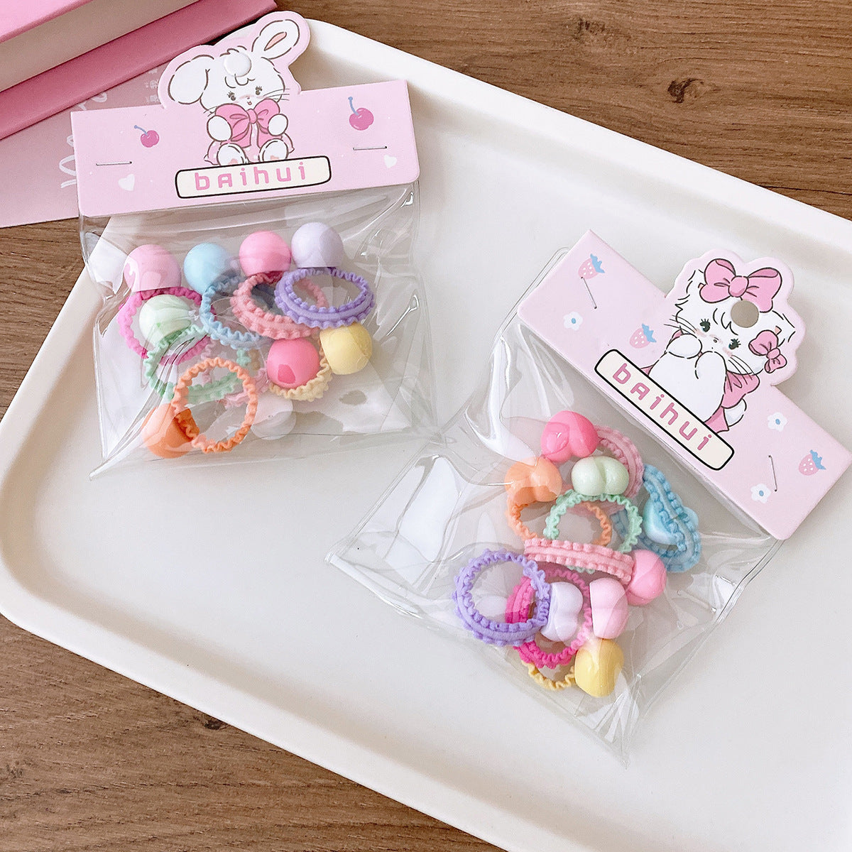 8 Bags Candy Color Small Size Children Ruffles Hair Rope