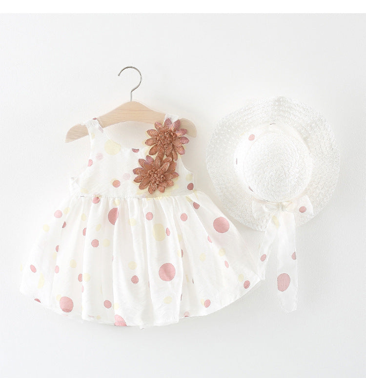 Girl's Polka-Dot Tank Top Halter Dress