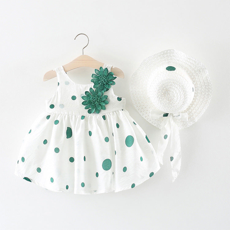 Girl's Polka-Dot Tank Top Halter Dress
