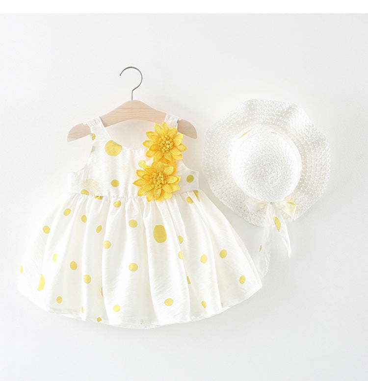 Girl's Polka-Dot Tank Top Halter Dress