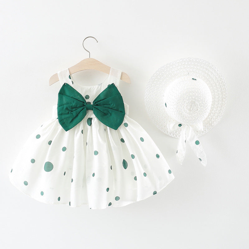 Girl's Polka-Dot Tank Top Halter Dress