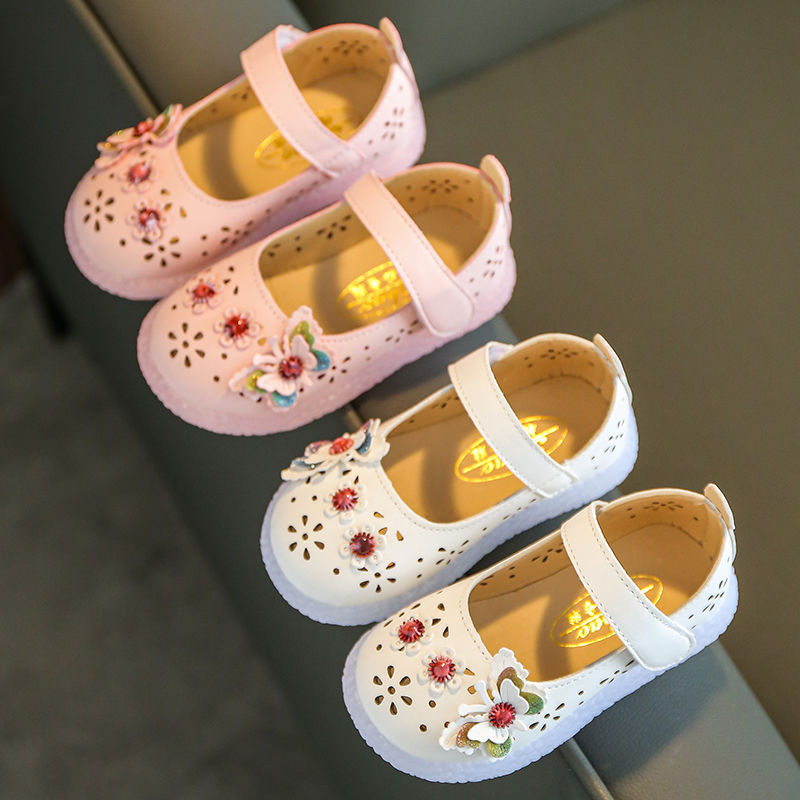 Spring And Autumn Girls' Leather Shoes Hollow