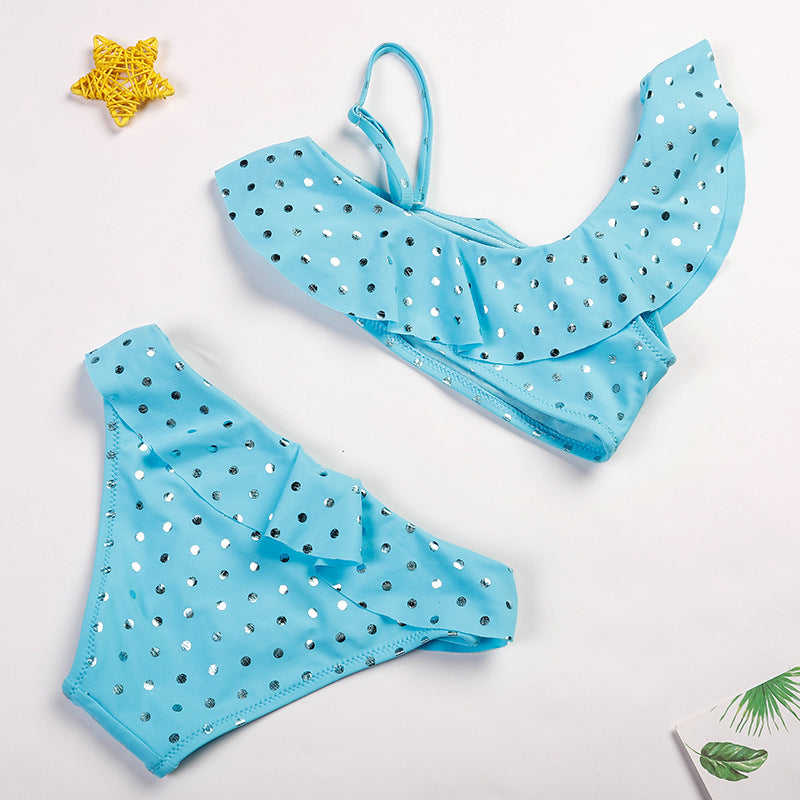 Children'S Swimsuit Women'S Split Baby Ruffled Polka Dot Swimsuit Foreign Trade Cross-Border Children'S Bikini