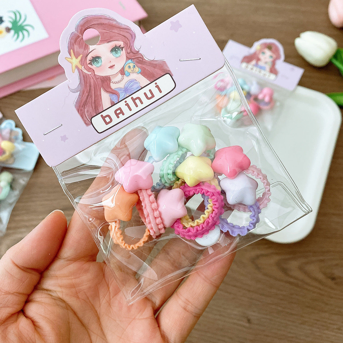 8 Bags Candy Color Small Size Children Ruffles Hair Rope