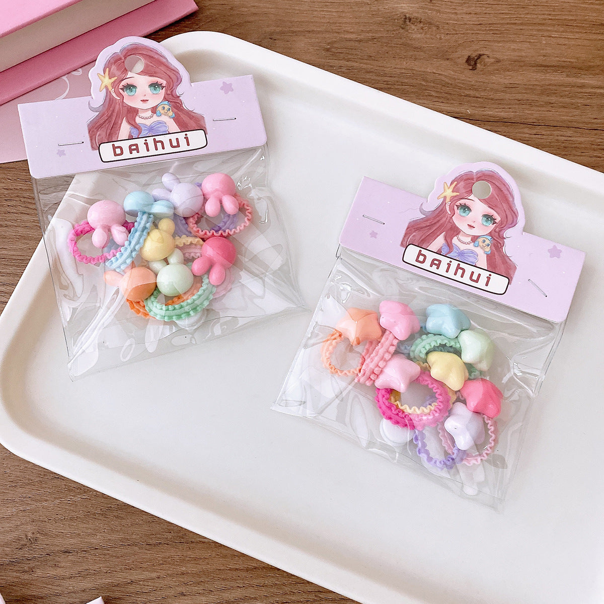 8 Bags Candy Color Small Size Children Ruffles Hair Rope
