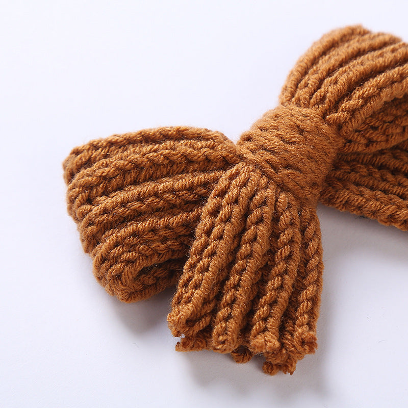 Girls' Yarn Bow Hair Maca Color Pair Clips