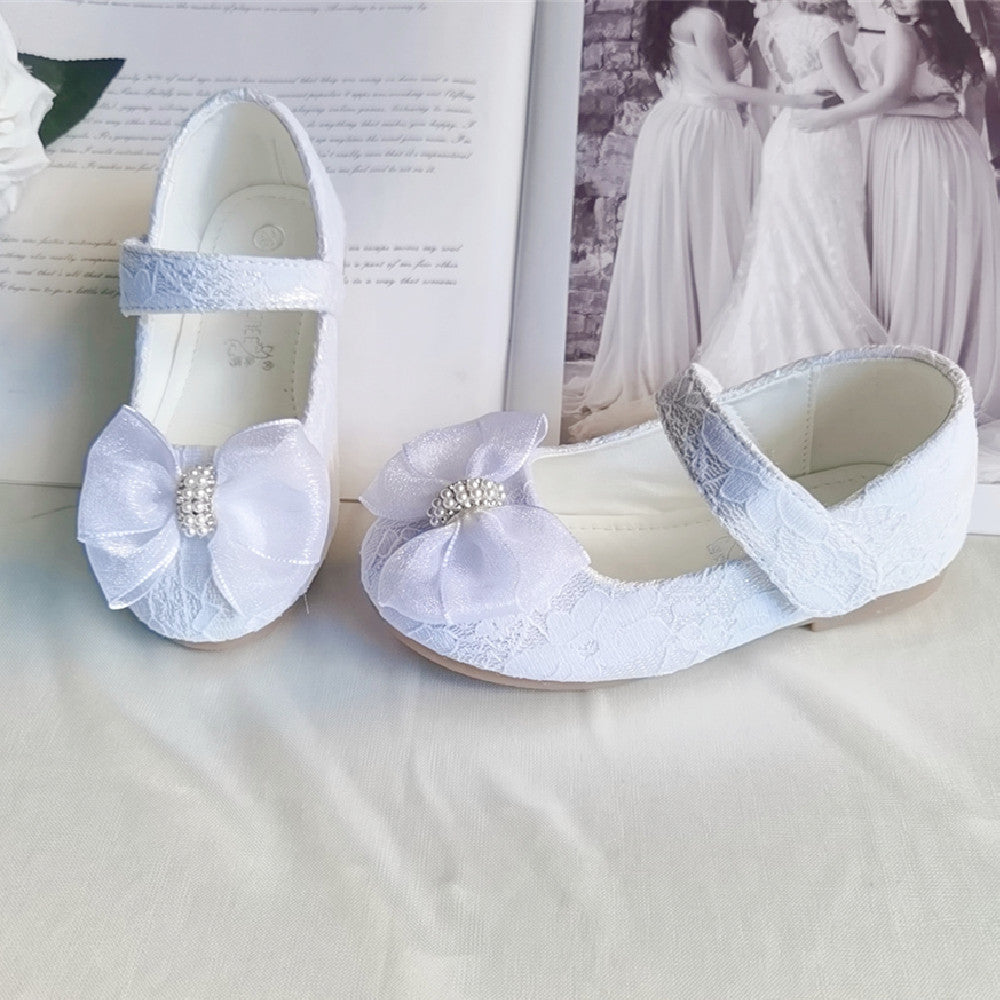 Princess Shoes Bow Lace Wedding Flower Girl