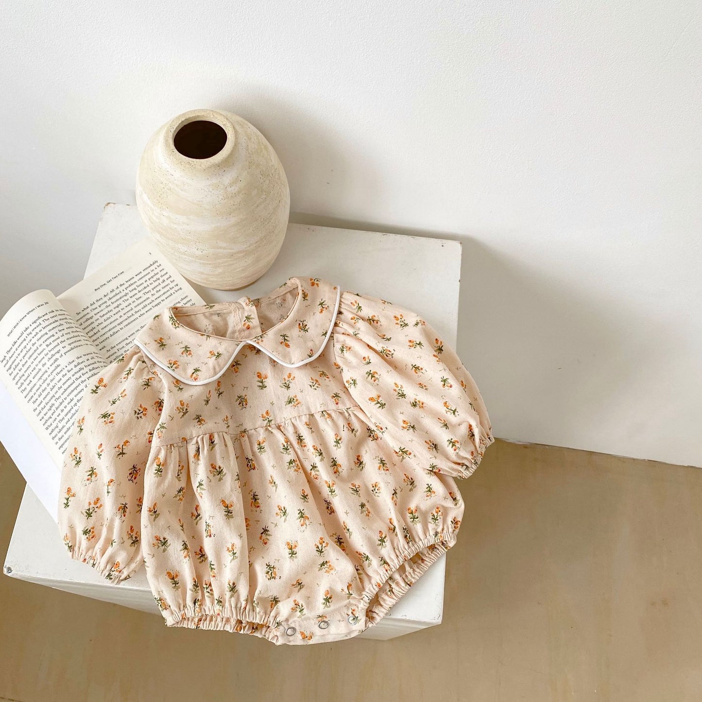 Baby Girl Doll Collar Floral Long-sleeved Triangle Romper