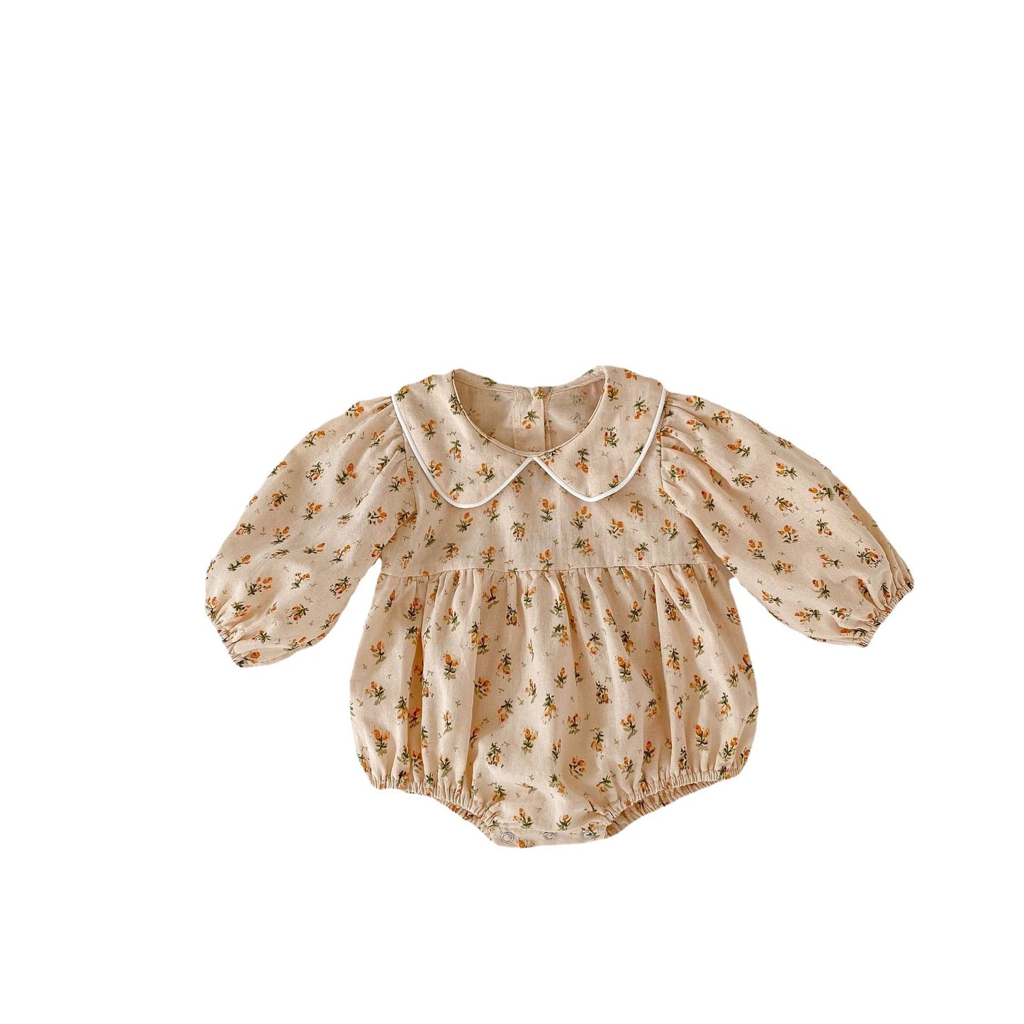 Baby Girl Doll Collar Floral Long-sleeved Triangle Romper