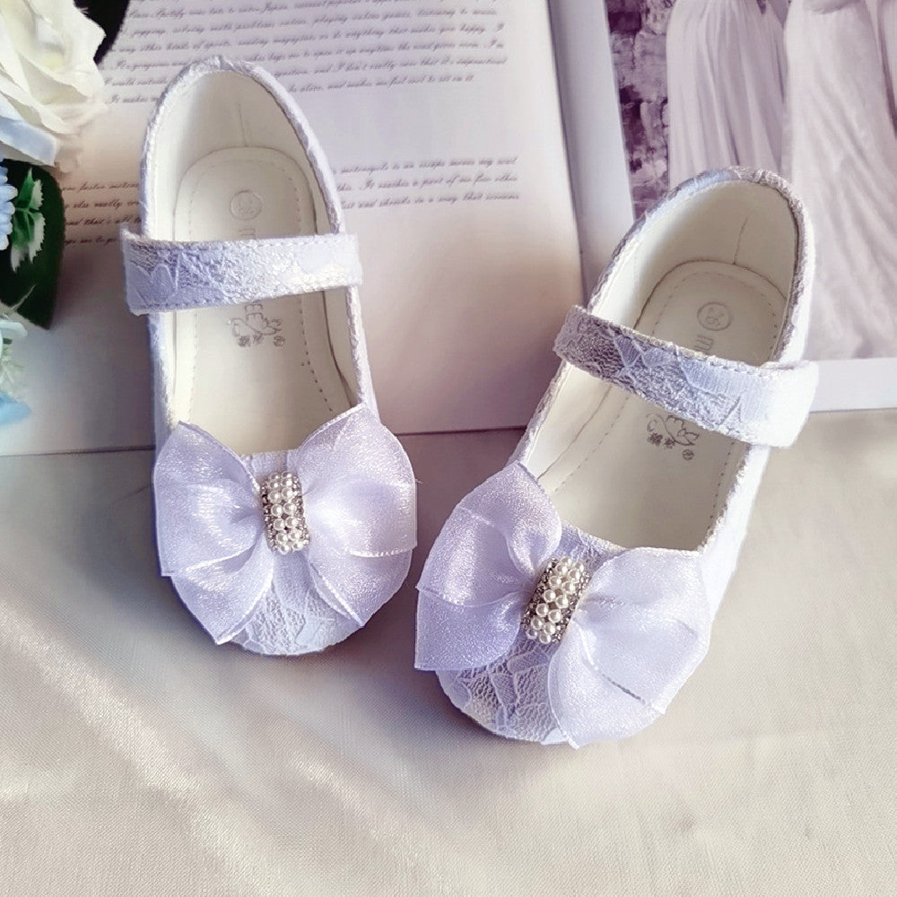 Princess Shoes Bow Lace Wedding Flower Girl