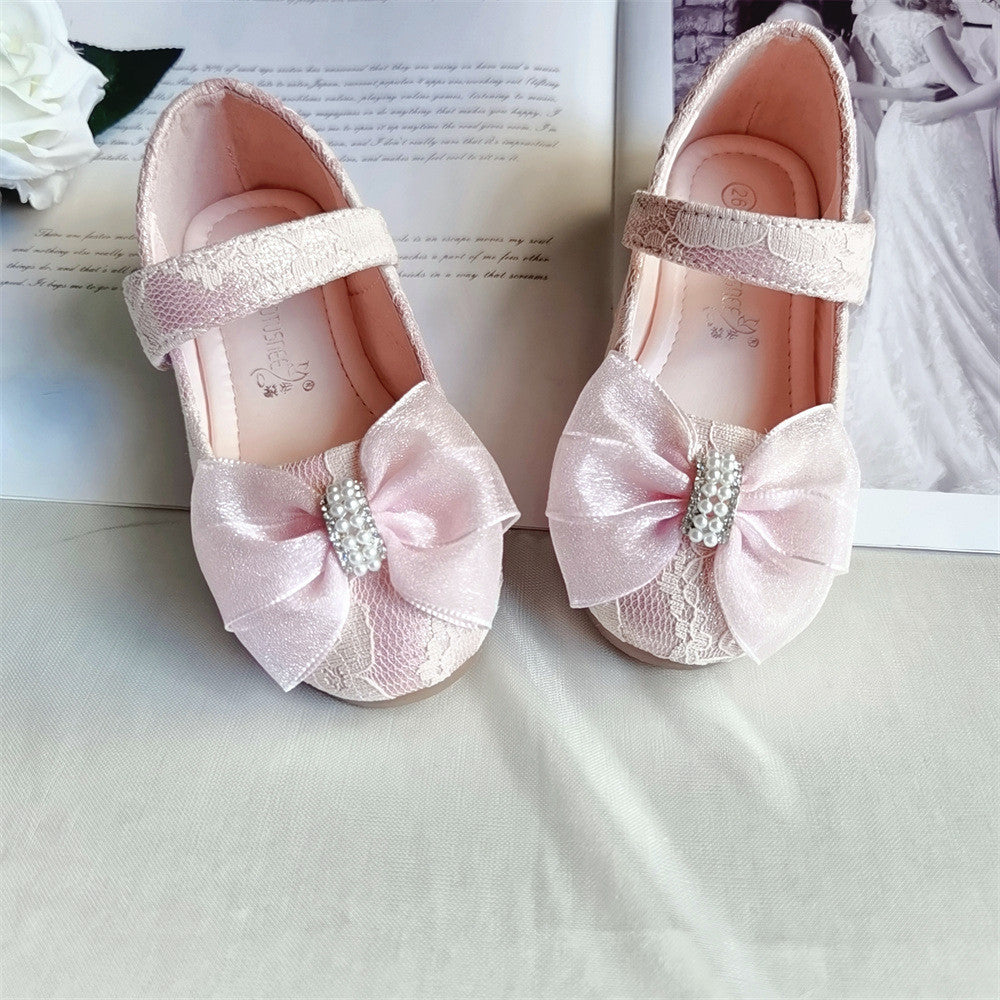 Princess Shoes Bow Lace Wedding Flower Girl