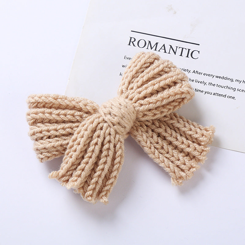 Girls' Yarn Bow Hair Maca Color Pair Clips