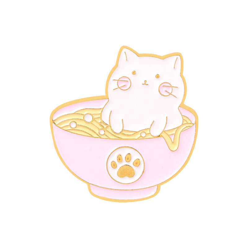 Kitty Brooch Bowl Cat Badge Golden M Badge Clothing Accessories Corsage Small Collar Pin