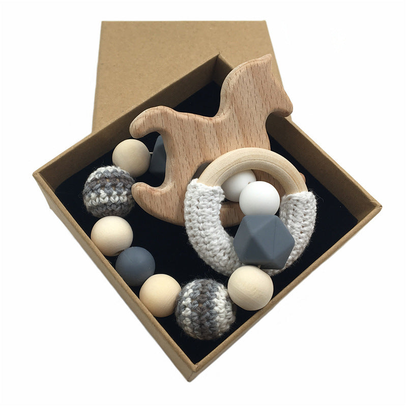 Silicone crochet log wood ring molar bracelet