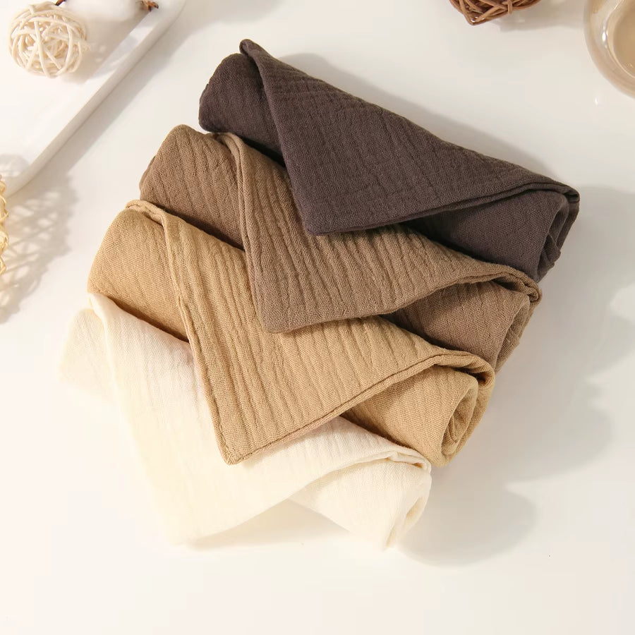 Soft Absorbent Gauze Cotton Baby Square Towels Infant Wash Hand Face Towels Crepe Muslin Saliva Wipe Face Cloths for Babies