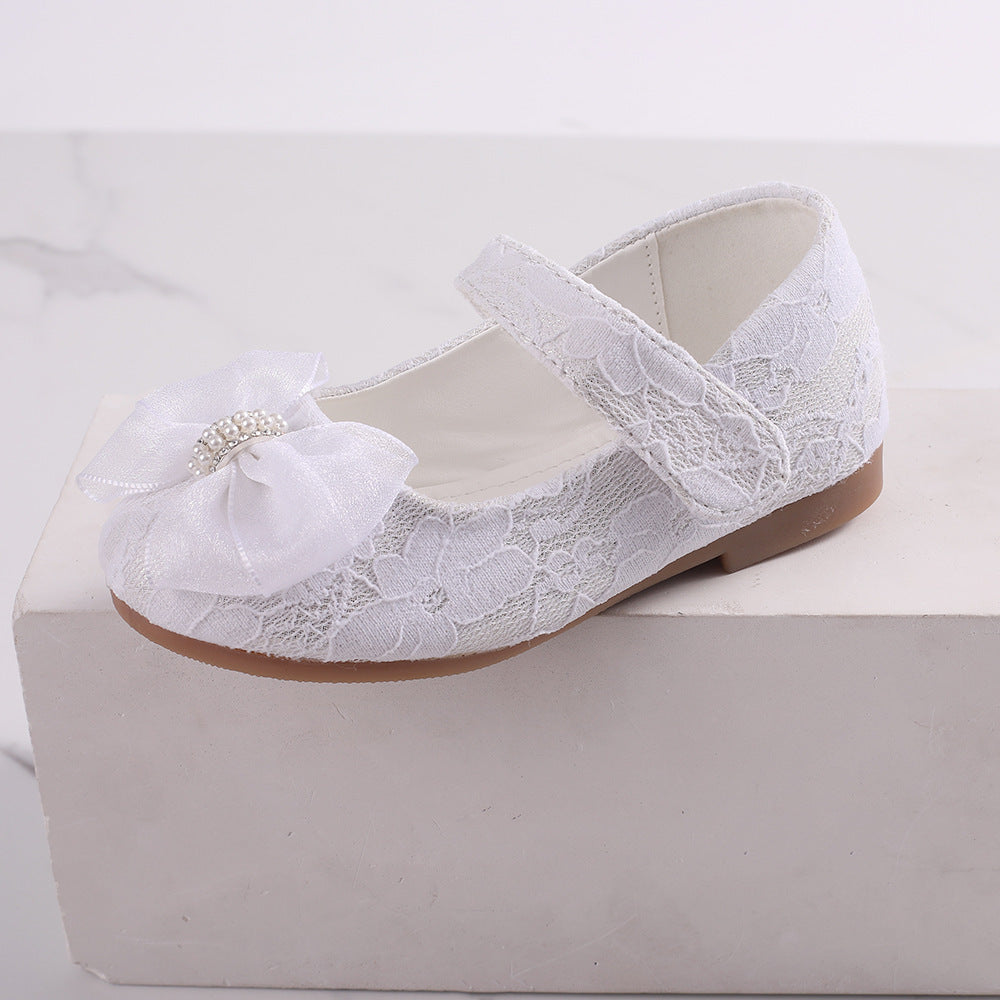 Princess Shoes Bow Lace Wedding Flower Girl