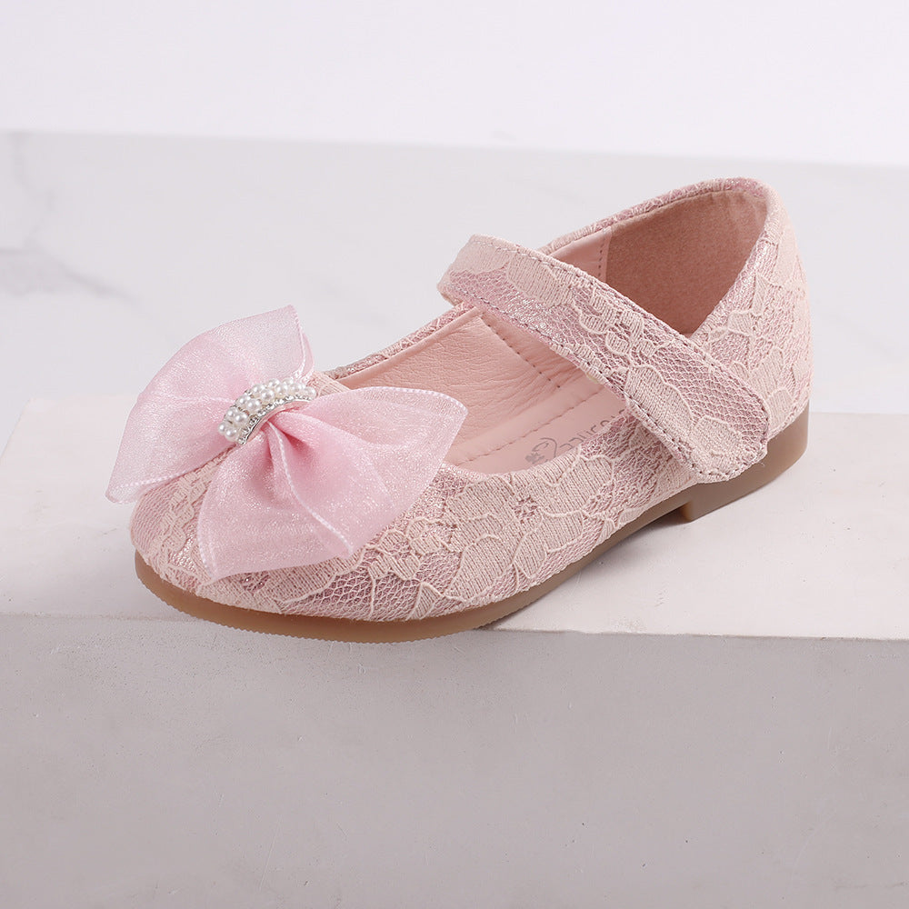 Princess Shoes Bow Lace Wedding Flower Girl