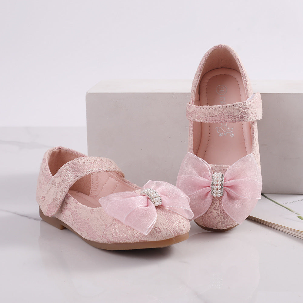 Princess Shoes Bow Lace Wedding Flower Girl