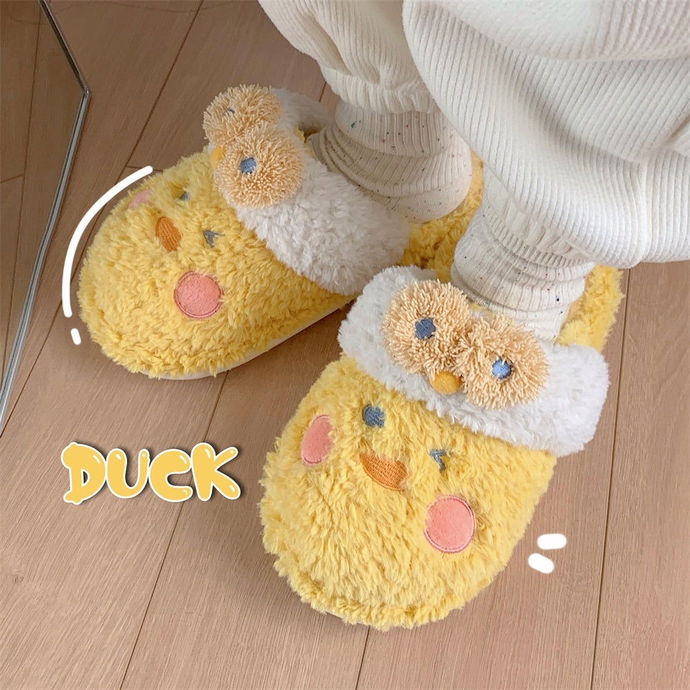 Duck Paw Cotton Slippers For Indoor Use, Warm And Non Slip
