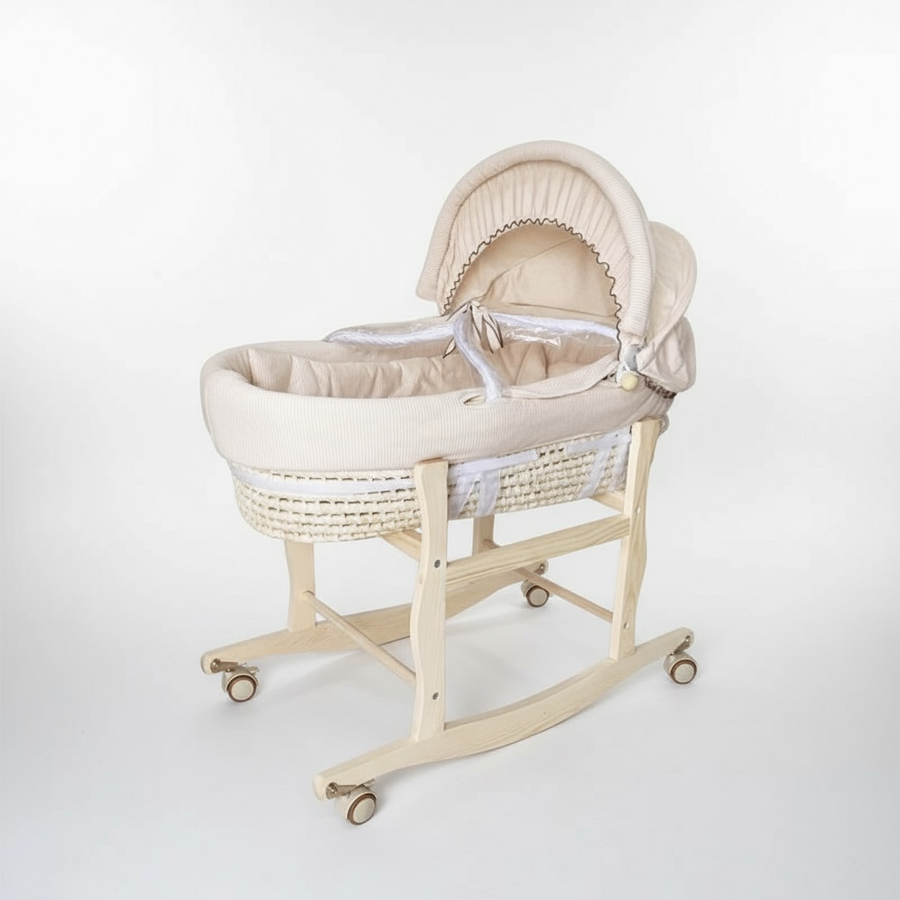 CradleWheels: Portable Solid Wood Baby Stroller Bed