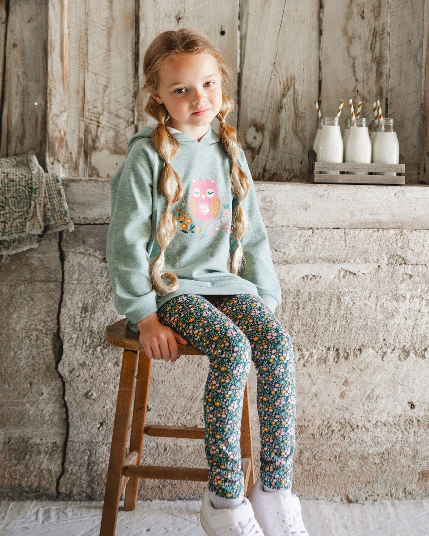 Leggings Green With Flower Print