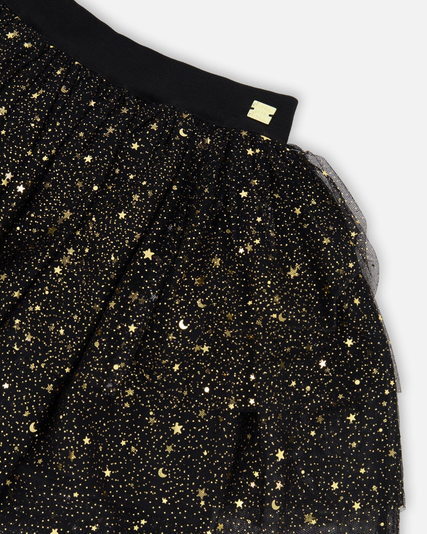 Multi Layer Glittering Mesh Skirt Black