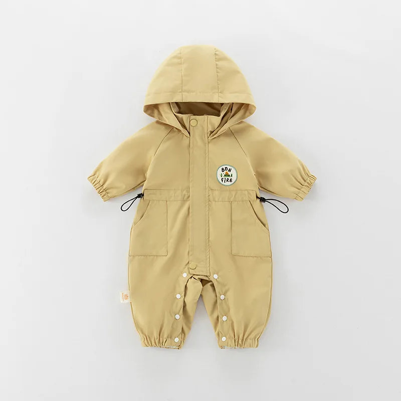 Autumn Baby Romper Outdoor Jacket 0-2Y Unisex Infant Casual Double-Layer Hooded Jumpsuit Toddler Warm Outwear Clothes