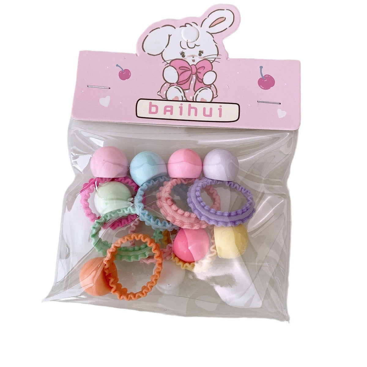 8 Bags Candy Color Small Size Children Ruffles Hair Rope