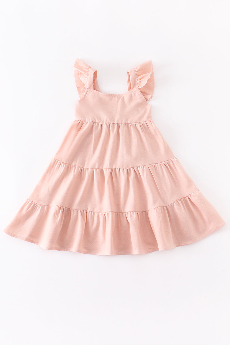 Baby Girls Chlidren Clothes Solid Color Dress Knee