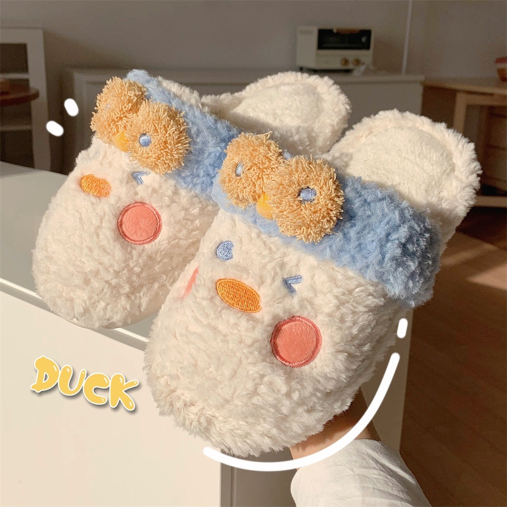 Duck Paw Cotton Slippers For Indoor Use, Warm And Non Slip