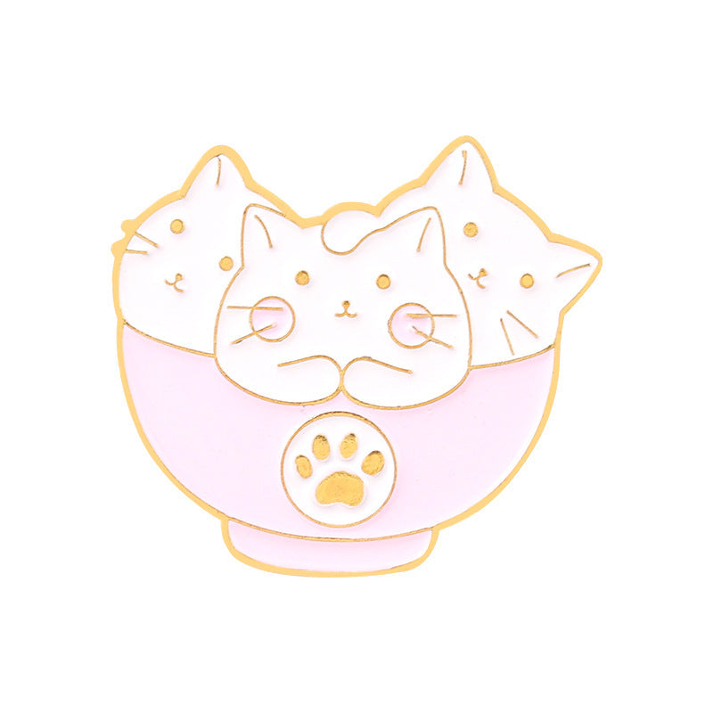 Kitty Brooch Bowl Cat Badge Golden M Badge Clothing Accessories Corsage Small Collar Pin