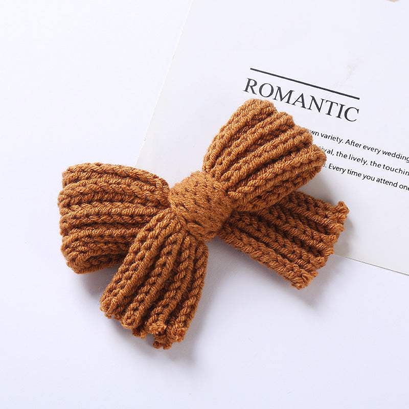 Girls' Yarn Bow Hair Maca Color Pair Clips
