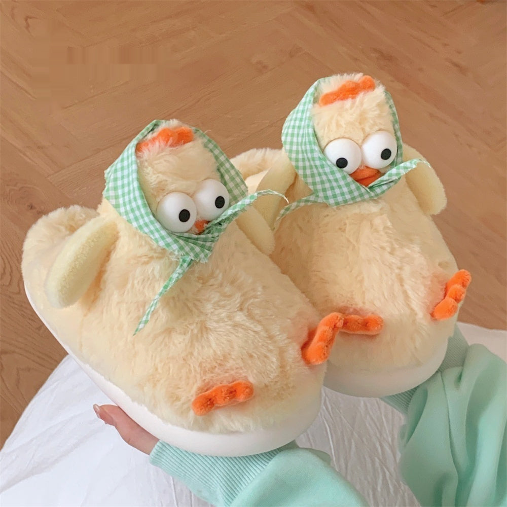Duck Paw Cotton Slippers For Indoor Use, Warm And Non Slip