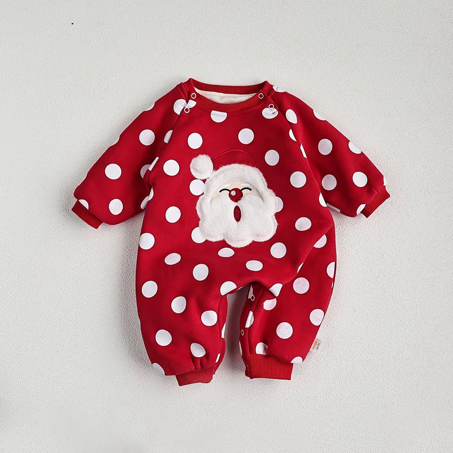 Christmas Baby Clothes Santa Claus Rompers Warm Fur Lining Infant Jumpsuit Boys Outerwear