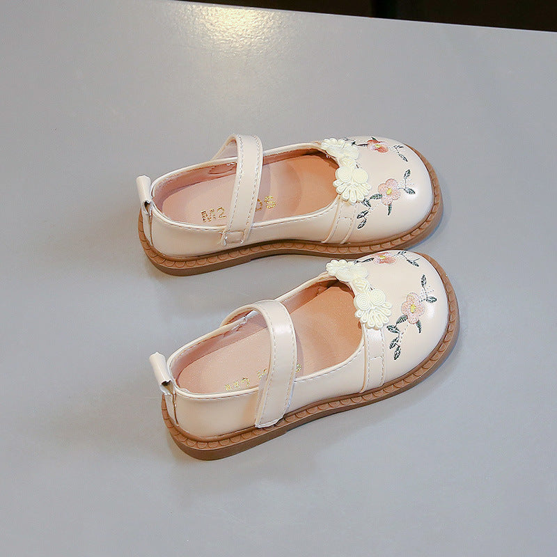 Children's Cute Leather Flower Princess Shoes
