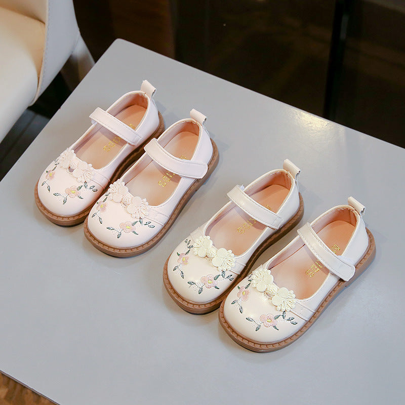 Children's Cute Leather Flower Princess Shoes
