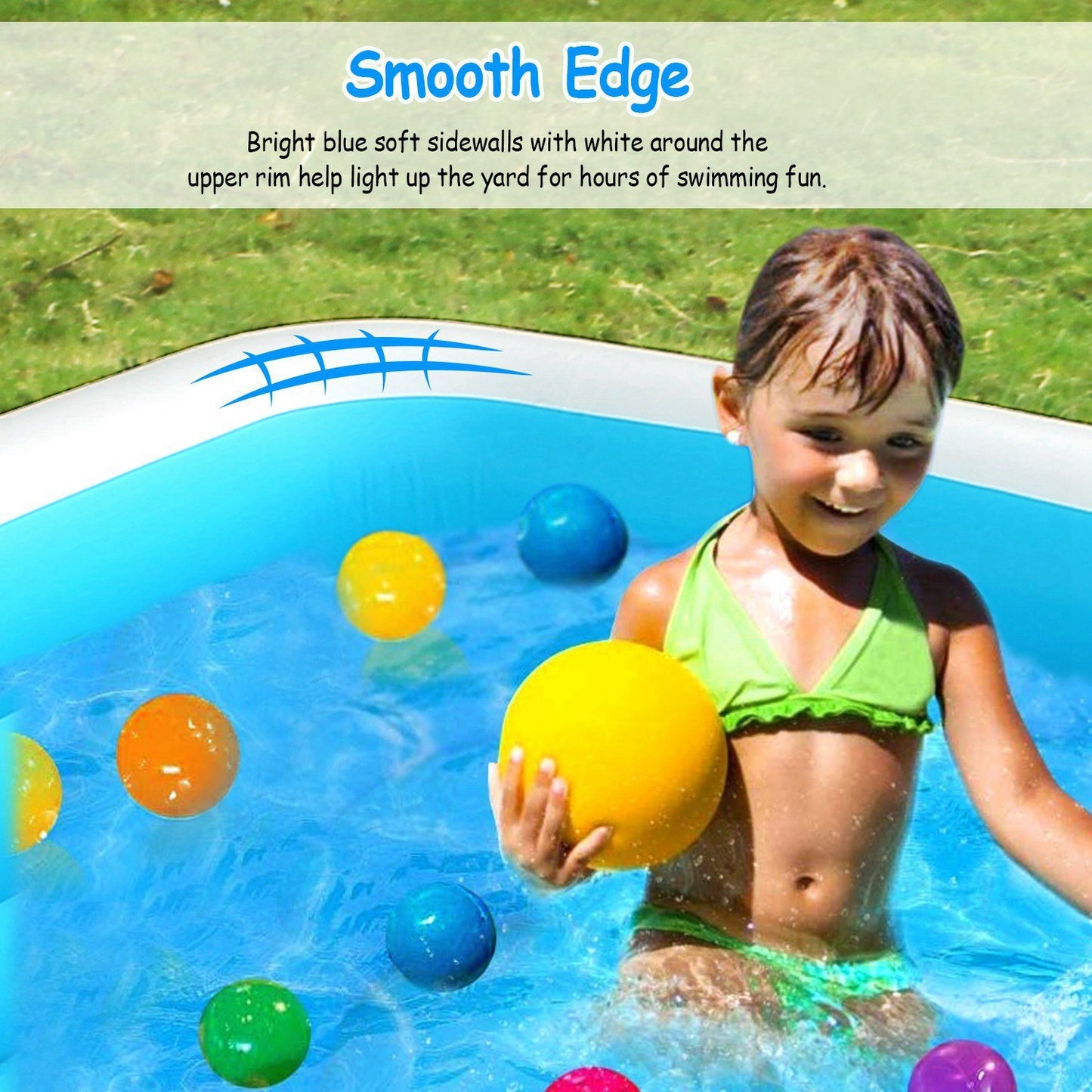 1Pc Inflatable Swimming Pools Family Swim Play Center Pool Blow Up Kiddie Pool For Family Inflatable Lounge Pool For Kids 120x72x24in