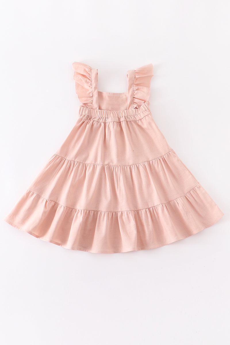 Baby Girls Chlidren Clothes Solid Color Dress Knee
