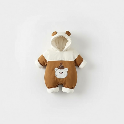 Cozy Tiger Hooded Romper – Warm Winter Baby Jumpsuit