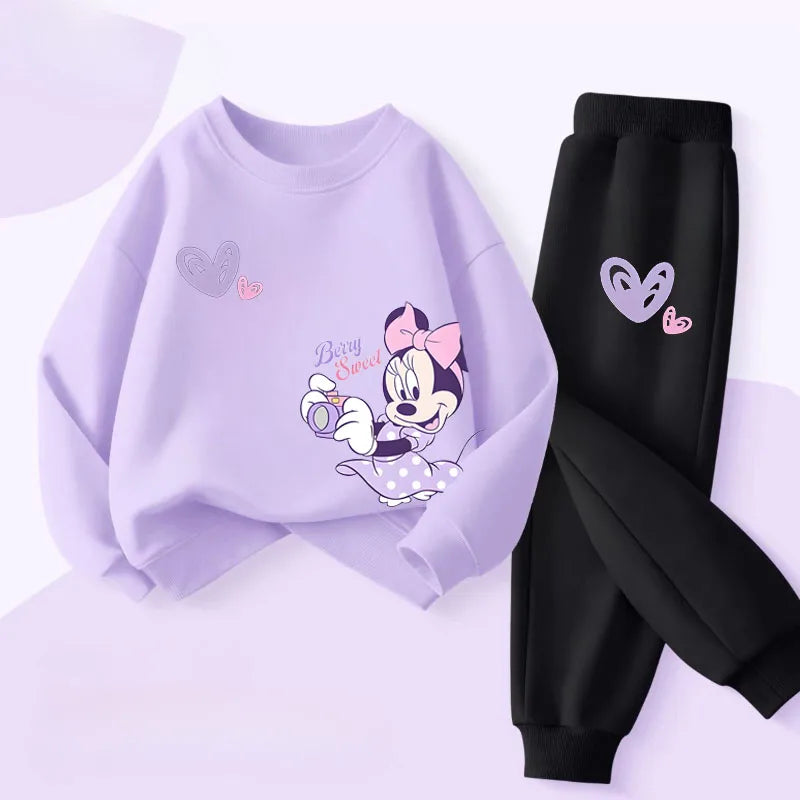 Purple Series  Print Spring New Style Children'S Clothing Sets Girls Casual Sweatsuit Kids Pullover Long Pant 2Cps Set