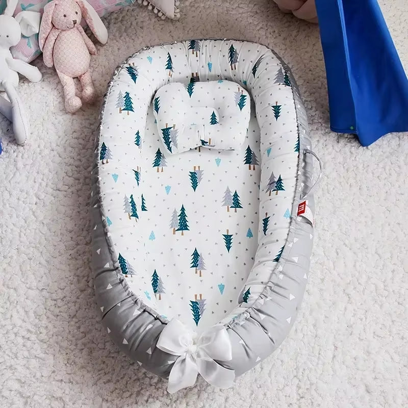 Travel Bed Infant Toddler Cotton Cradle for Newborn Baby Bed Bassinet Bumper New 85*50Cm Baby Nest Bed with Pillow Portable Crib