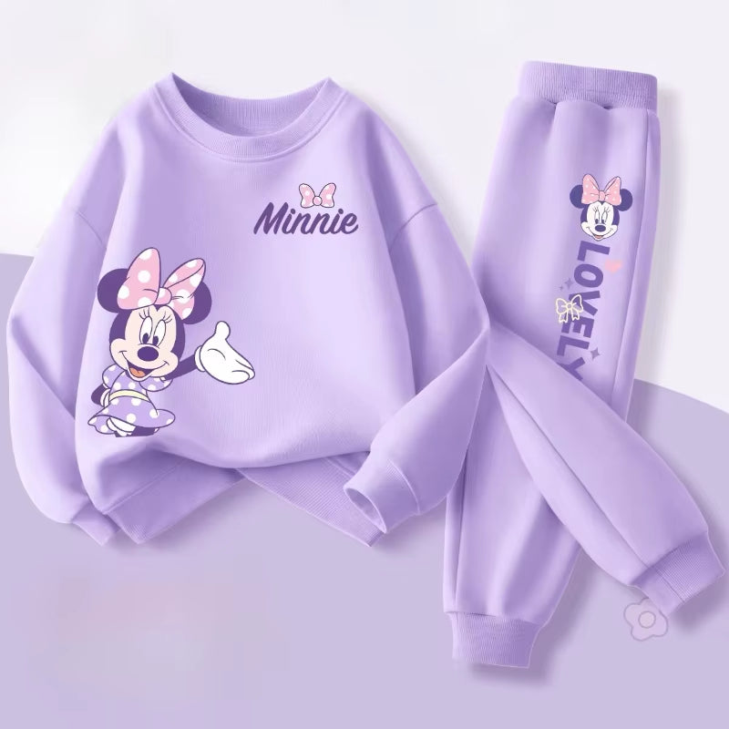 Purple Series  Print Spring New Style Children'S Clothing Sets Girls Casual Sweatsuit Kids Pullover Long Pant 2Cps Set
