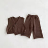 1-6Y Kids Clothing Set Knit Vest and Wide Leg Pants 2 Pcs Boys Clothing Set Brief Style Girls Sweater Suit