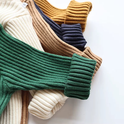 Autumn Soft Tight Unisex Kids Knitwear Sweaters Solid Multi Color Girls Sweater Brief Boys Pullover Turtleneck Outwear