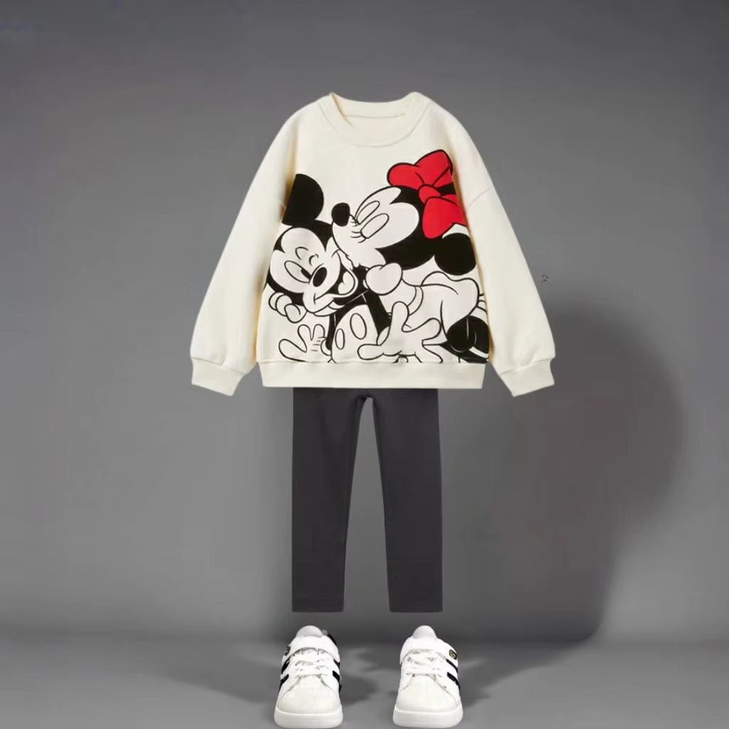 Autumn New Children Clothes Long Sleeve Suit Printed Cartoon Minnie Baby Girls Casual Tracksuits Kids Hoodie + Leggings 2Pc/Set
