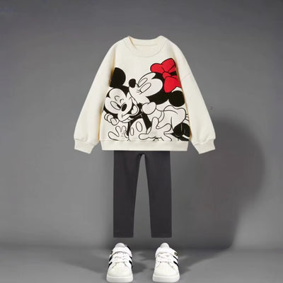 Autumn New Children Clothes Long Sleeve Suit Printed Cartoon Minnie Baby Girls Casual Tracksuits Kids Hoodie + Leggings 2Pc/Set