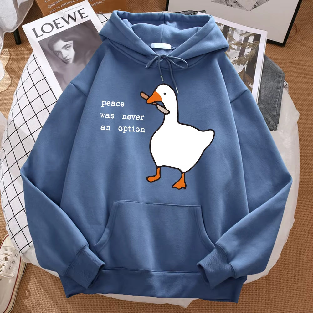 Peace Was Never an Option Printed Sweatshirt Men Street Oversize Autumn Hooded Hipster Soft Hoodies Hip Hop Warm Sportswears