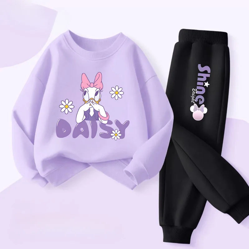 Purple Series  Print Spring New Style Children'S Clothing Sets Girls Casual Sweatsuit Kids Pullover Long Pant 2Cps Set