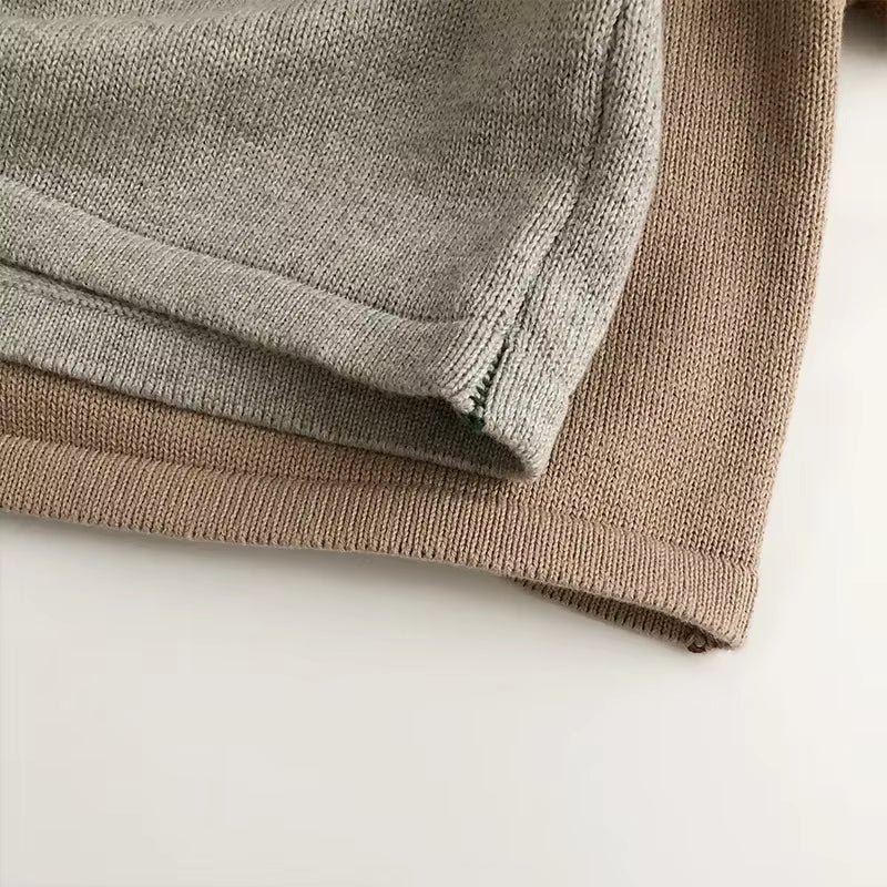 1-6Y Spring and Autumn Children'S Sweaters Boy Kintted Long Sleeve T-Shirt Girl Retro Patchwork Pullover Kid'S Clothing