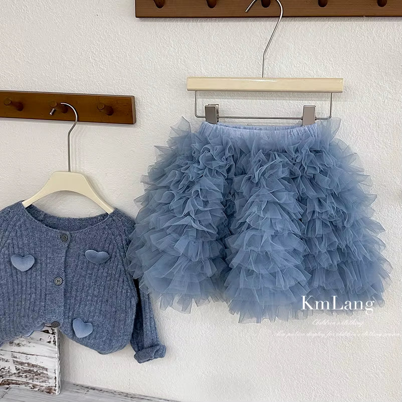 Girls' Sweater Set 2025 Autumn/Winter New Korean Edition Love Western Style Knitted Cardigan Princess Two Piece Set Trendy